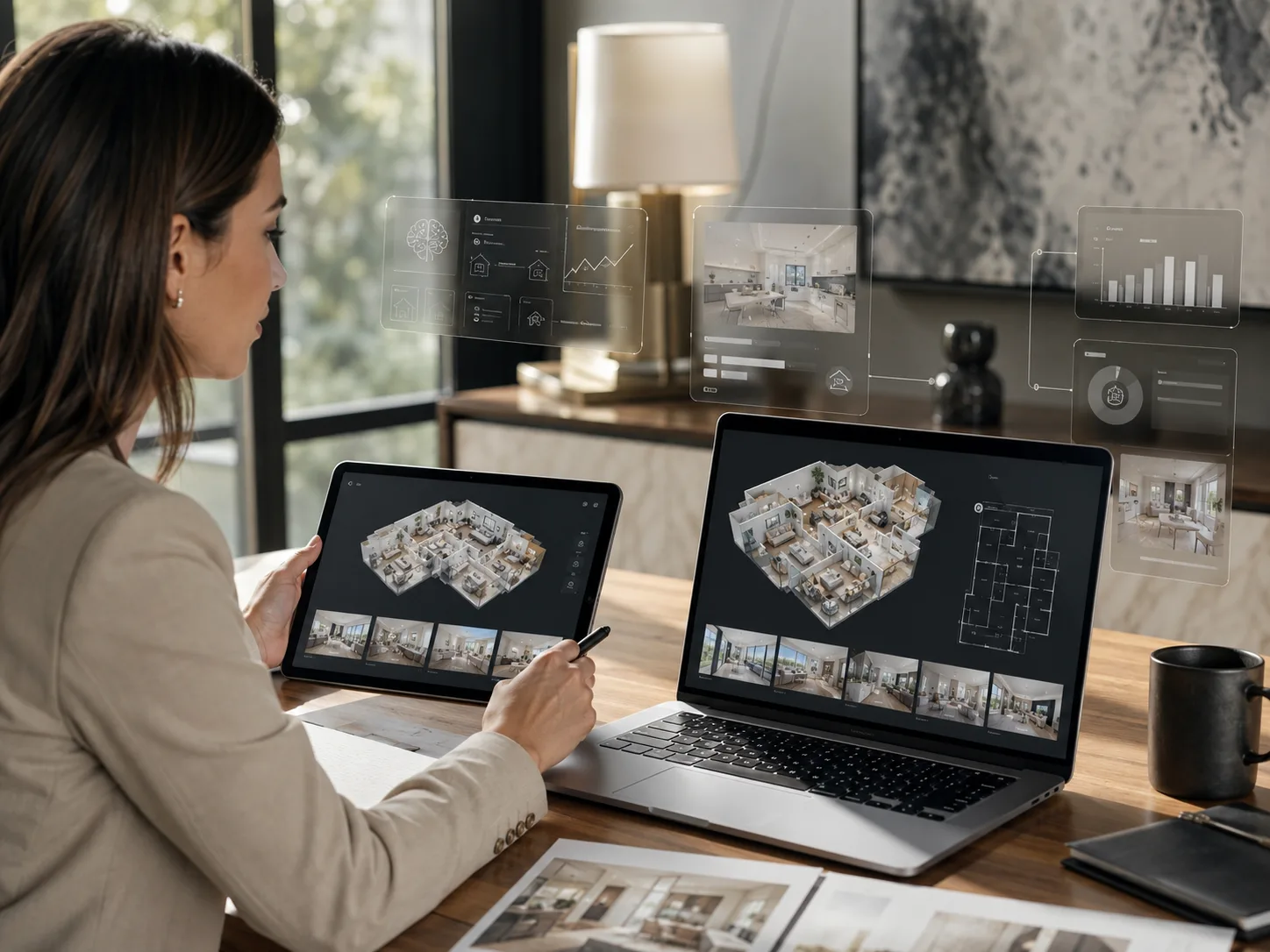 Immobilienpräsentation mit 3D-Tour, Grundriss und Video-Ansichten