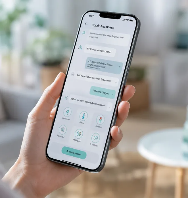 Patient füllt digitale Anamnese am Handy aus