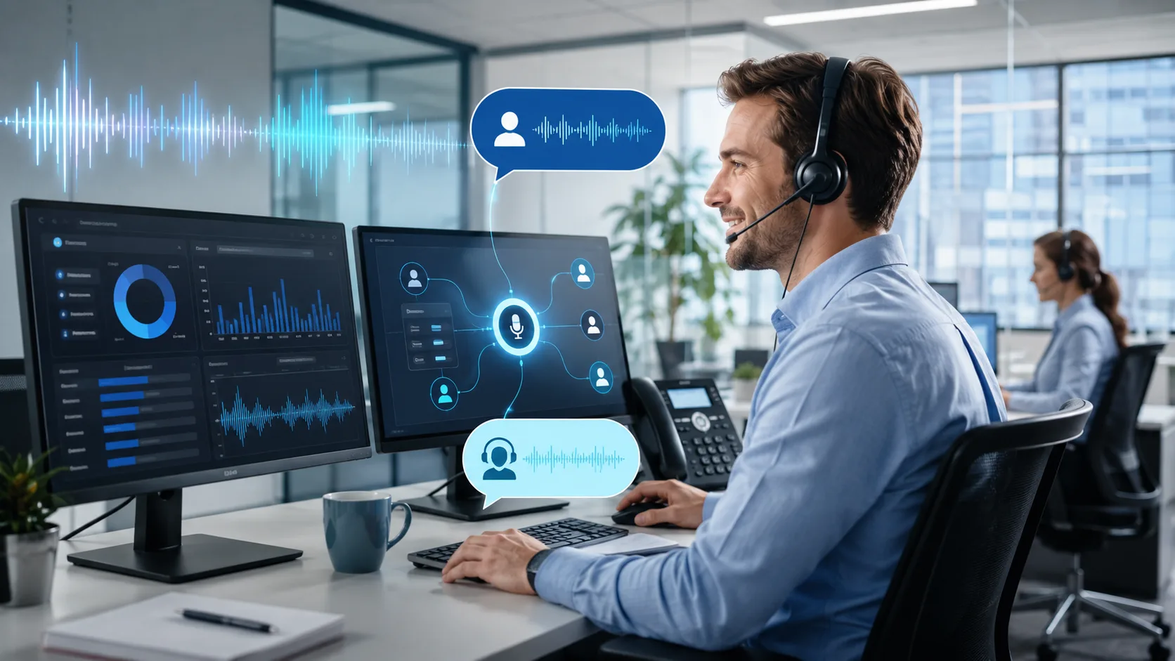 Voice-Agent im Kundenservice mit Gesprächsanalyse und menschlicher Übergabe